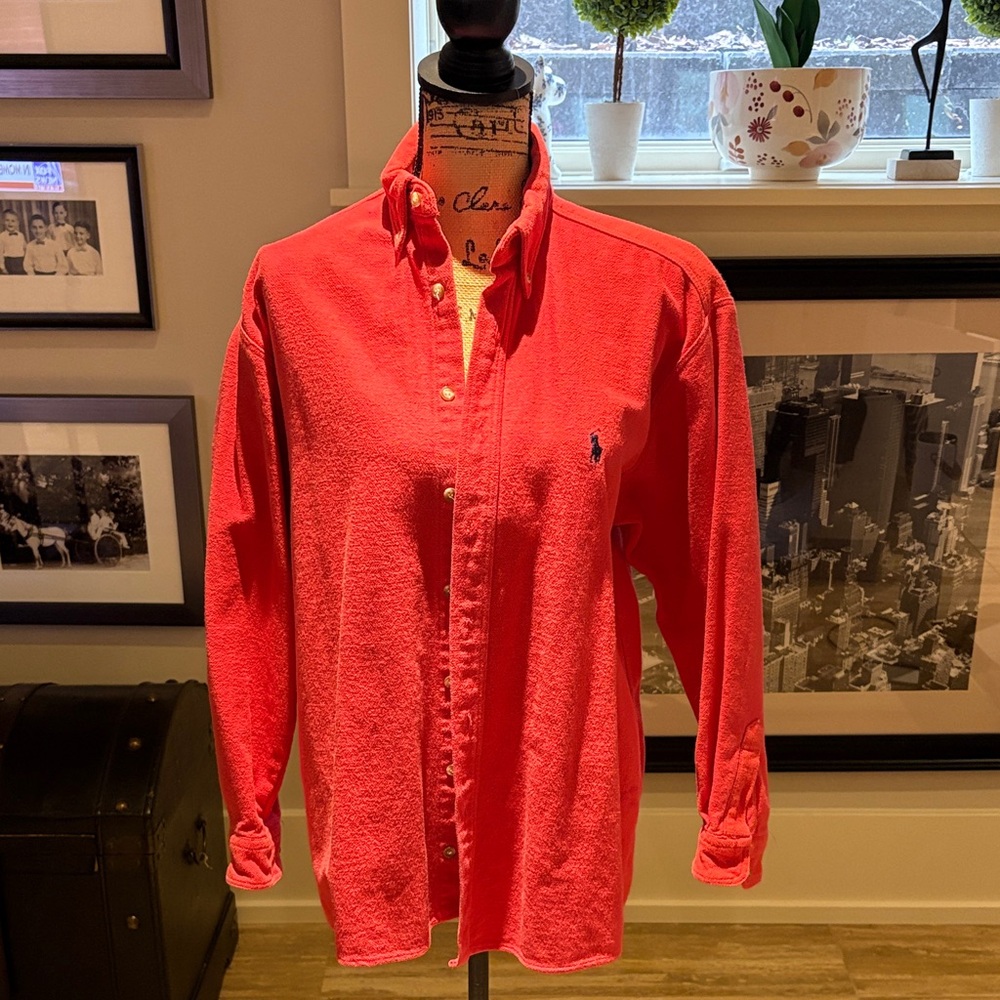 Women’s Red flannel Polo Shirt